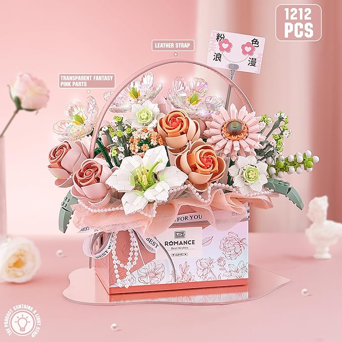 Lunevera™ Pink LED Basket Bouquet