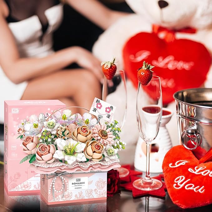 Lunevera™ Pink LED Basket Bouquet