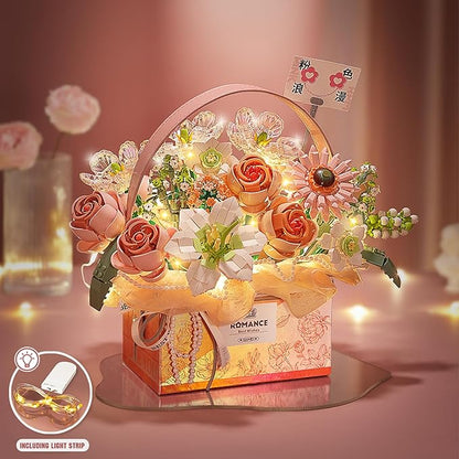 Lunevera™ Pink LED Basket Bouquet
